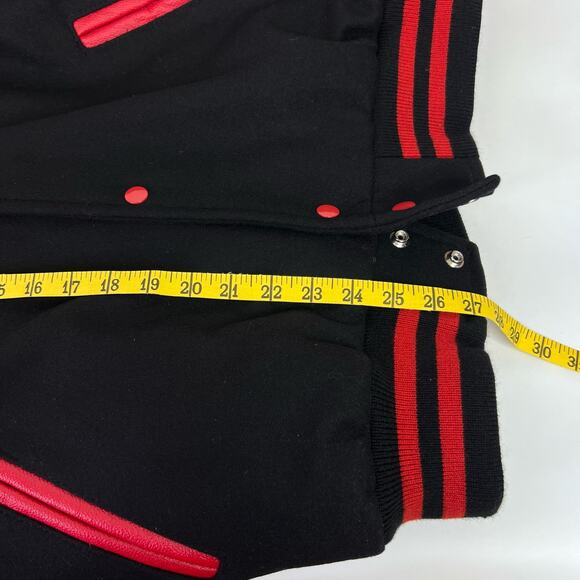 Stewart And Strauss Large Vintage Varsity Jacket Red Black Wool Leather Sleeves - Picture 6 of 10